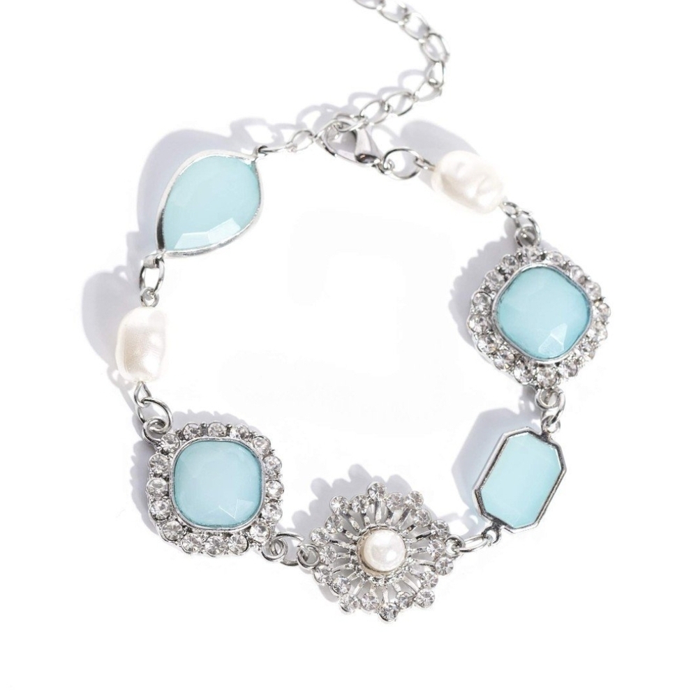 Paparazzi Blue and Silver Floral Bracelet Medieval Magic Fashion Jewelry